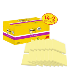 Post-It Super Sticky Pack de 16 blocs de 90 notes autocollantes repositionnables - Forme carrée - 76 x 76 mm - Jaune clair