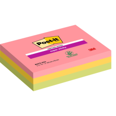 Lot de 3 notes de réunion repositionnables Post-It Super Sticky (203 x 153 mm) - Couleurs assorties
