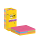 Post-It Super Sticky Pack de 16 blocs de 90 notes autocollantes repositionnables - 76 x 76 mm - 100 % PEFC - Couleurs assorties