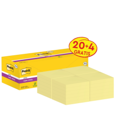 Post-It Super Sticky Pack de 24 blocs de 90 notes autocollantes repositionnables - 76 x 76 mm - Promotion 20 blocs + 4 offerts -
