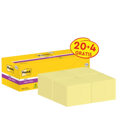 Post-It Super Sticky Pack de 24 blocs de 90 notes autocollantes repositionnables - 76 x 76 mm - Promotion 20 blocs + 4 offerts -
