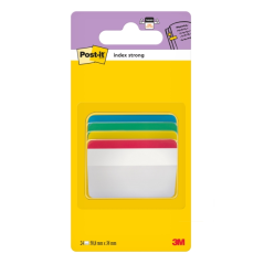 Distributeur d'index Post-It avec 24 marqueurs repositionnables - Forme rectangulaire - Couleurs assorties