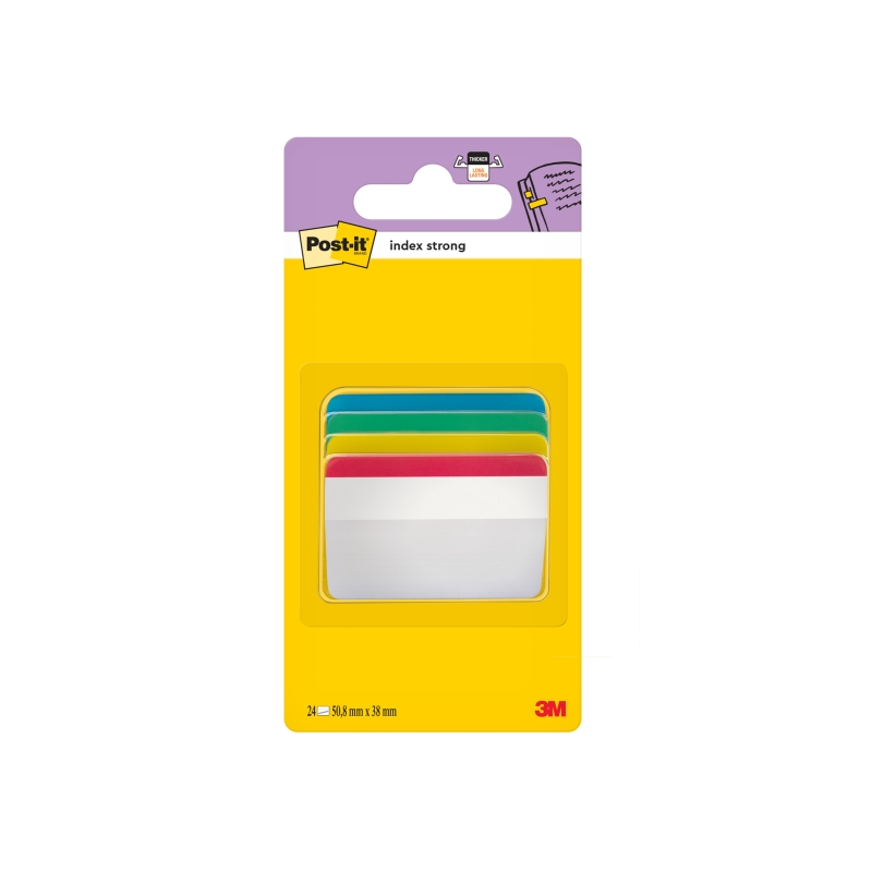 Distributeur d'index Post-It avec 24 marqueurs repositionnables - Forme rectangulaire - Couleurs assorties