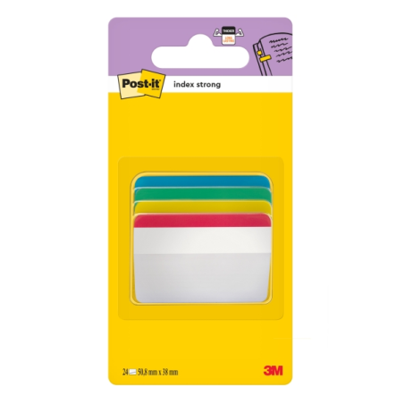 Distributeur d'index Post-It avec 24 marqueurs repositionnables - Forme rectangulaire - Couleurs assorties