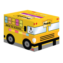 Notes Post-It Super Sticky - Lot de 8 (90 notes autocollantes repositionnables) - 63,5 x 76 mm - Emballage carton - Couleurs ass