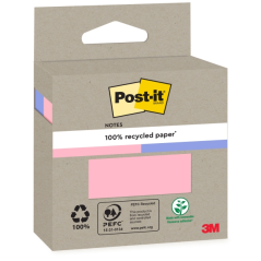 Lot de 2 blocs de 100 notes autocollantes recyclées Post-It - Forme carrée - Couleurs assorties