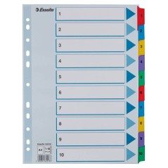 ✅ Esselte Index Carton avec onglets renforcés - A4 - Numéroté 1-10 - Multicolore couleur Plusieurs couleurs en stock
