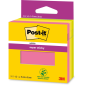 Post-It Super Sticky Pack de 3 blocs de 45 notes autocollantes repositionnables - 76 x 76 mm - 100 % PEFC - Couleurs assorties