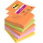 Post-It Super Sticky Pack de 5 blocs de 90 notes autocollantes repositionnables - Forme carrée - 76 x 76 mm - Zig-Zag - Couleurs