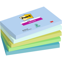 Post-It Super Sticky Pack de 5 blocs de 90 notes autocollantes repositionnables - Forme rectangulaire - 127 x 76 mm - Couleurs a