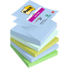 Post-It Super Sticky Pack de 5 blocs de 90 notes autocollantes repositionnables - Forme carrée - 76 x 76 mm - Zig-Zag - Couleurs
