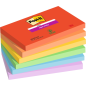 Post-It Super Sticky Pack de 6 blocs de 90 notes autocollantes repositionnables - Forme rectangulaire - 127 x 76 mm - Couleurs a