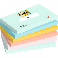 Post-It Pack de 6 Blocs de 100 Notes Repositionnables - Forme Rectangulaire - 76x127mm - Couleurs Assorties