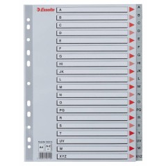 â Alphabets en plastique Esselte avec couverture d'index A4 - PP - Type AZ - Carton d'index : Carton gris - MatÃ en stock