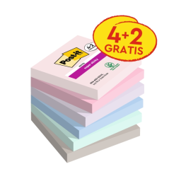 Post-It Super Sticky Pack de 6 blocs de 90 notes autocollantes repositionnables - Forme carrée - 76 x 76 mm - Gris