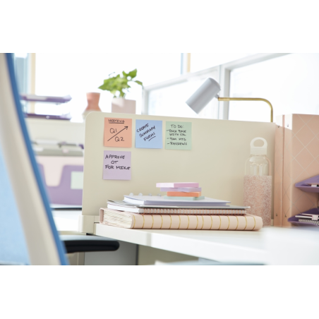 Post-It Super Sticky Pack de 6 blocs de 90 notes autocollantes repositionnables - Forme carrée - 76 x 76 mm - Gris