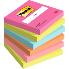 Lot de 6 blocs de 100 notes autocollantes repositionnables Post-It - Forme carrée - 76 x 76 mm - Couleurs assorties