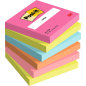 Lot de 6 blocs de 100 notes autocollantes repositionnables Post-It - Forme carrée - 76 x 76 mm - Couleurs assorties