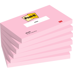 Post-It Pack de 6 blocs de 100 notes autocollantes repositionnables - Forme rectangulaire - 76 x 127 mm - Couleur rose