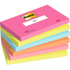 Post-It Pack de 6 blocs de 100 notes autocollantes repositionnables - Forme rectangulaire - 127 x 76 mm - Couleurs assorties