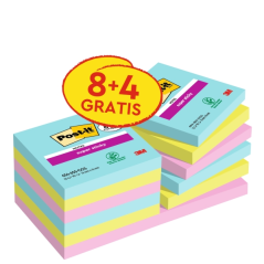 Post-It Super Sticky Pack de 12 blocs de 90 notes autocollantes repositionnables - Collection Cosmique - 76 x 76 mm - + 4 offert