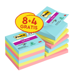 Post-It Super Sticky Pack de 12 blocs de 90 notes autocollantes repositionnables - Collection Cosmique - 76 x 76 mm - Promotion