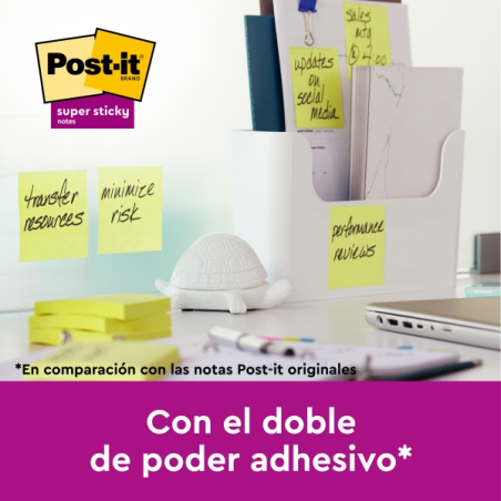 Post-It Super Sticky Pack de 6 blocs de 90 notes autocollantes repositionnables - 76 x 76 mm - Promotion 4 blocs + 2 offerts - J