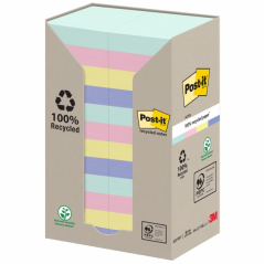Post-It Pack de 24 blocs de 100 notes autocollantes recyclées - Forme rectangulaire - 51 x 51 mm - Couleurs assorties