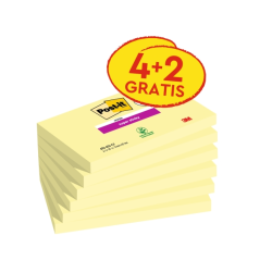 Pack de 6 blocs Post-It Super Sticky avec 90 notes autocollantes repositionnables - 76 x 127 mm - Promotion : 4 blocs + 2 gratui