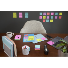 Post-It Super Sticky Pack de 9 blocs de 90 notes autocollantes repositionnables Collection Cosmique - 3 blocs avec lignes + 6 bl