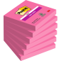 Post-It Super Sticky Pack de 6 blocs de 90 notes autocollantes repositionnables - Forme carrée - 76 x 76 mm - Rose