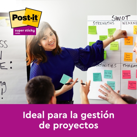 Bloc de 45 notes adhésives repositionnables Post-It Super Sticky - Forme carrée - 101 x 101 mm - Jaune