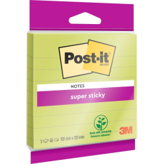 Bloc de 45 notes adhésives repositionnables Post-It Super Sticky - Forme carrée - 101 x 101 mm - Vert