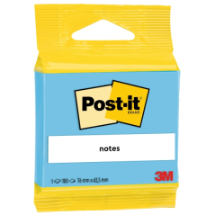Bloc-notes Post-It de 100 notes autocollantes repositionnables - Forme rectangulaire - 63,5 x 76 mm - Bleu