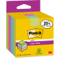 Cube de 300 notes autocollantes repositionnables Post-It Super Sticky - 76 x 76 mm - 100 % PEFC - Couleurs assorties