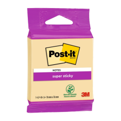 Bloc de 45 notes adhésives repositionnables Post-It Super Sticky - Forme carrée - 76 x 76 mm - Jaune clair