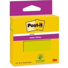 Pack de notes Post-It Super Sticky, 1 bloc de 90 notes autocollantes repositionnables - 76 x 76 mm - Vert