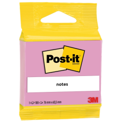 Bloc-notes Post-It de 100 notes autocollantes repositionnables - Forme rectangulaire - 63,5 x 76 mm - Rose