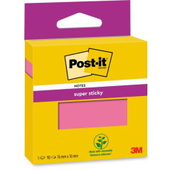 Bloc de 90 notes adhésives repositionnables Post-It Super Sticky - 76 x 76 mm - 100 % PEFC - Rose