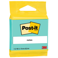 Bloc-notes Post-It de 100 notes autocollantes repositionnables - Forme rectangulaire - 63,5 x 76 mm - Vert