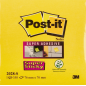 Cube de 350 notes autocollantes repositionnables Post-It Super Sticky - 76 x 76 mm - 100 % PEFC - Jaune