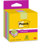 Cube de 300 notes autocollantes repositionnables Post-It Super Sticky - 76 x 76 mm - 100 % PEFC - Couleurs assorties