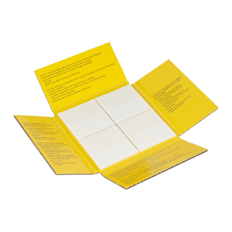 Pack de 12 blocs de 36 notes transparentes Post-It - Forme carrée - Couleur transparente