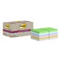 Post-It Super Sticky Pack de 12 blocs de 70 notes autocollantes recyclées - Forme carrée - 47,6 x 47,6 mm - Couleurs assorties