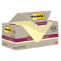 Post-It Super Sticky Pack de 18 blocs de 70 notes autocollantes recyclées - Forme carrée - 76 x 76 mm - Jaune clair