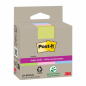 Post-It Super Sticky Pack de 3 blocs de 70 notes autocollantes recyclées - Forme carrée - 76 x 76 mm - Couleurs assorties