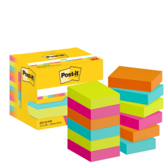 Pack de 12 blocs de 100 notes autocollantes repositionnables Post-It - Forme rectangulaire - 38 x 51 mm - Couleurs assorties