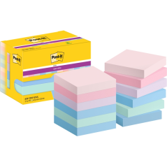Post-It Super Sticky Pack de 12 blocs de 90 notes autocollantes repositionnables - Forme carrée - 47,6 x 47,6 mm - Couleurs asso