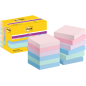 Post-It Super Sticky Pack de 12 blocs de 90 notes autocollantes repositionnables - Forme carrée - 47,6 x 47,6 mm - Couleurs asso