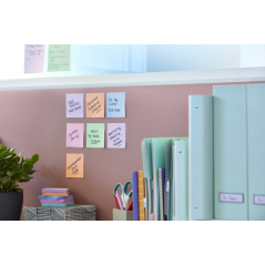 Post-It Super Sticky Pack de 12 blocs de 90 notes autocollantes repositionnables - Forme carrée - 47,6 x 47,6 mm - Couleurs asso